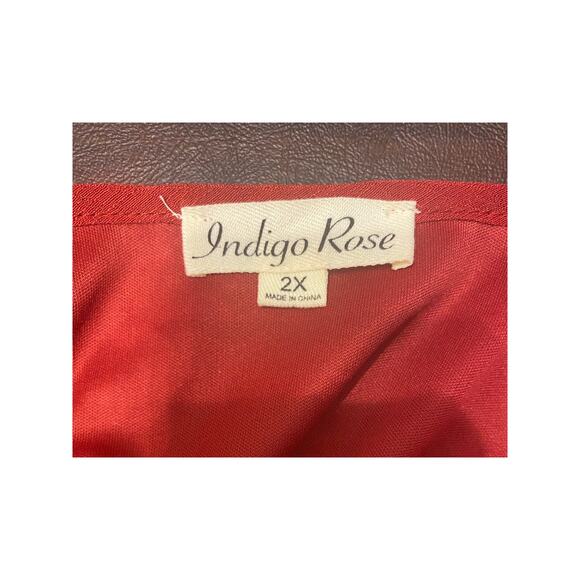 Indigo Rose Red Lace Sleeve Button Front Tiered Dress Women’s 2X - Picture 7 of 8